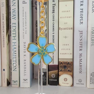Pale Blue Flower Keychain: Shimmery Blossom Bag Charm