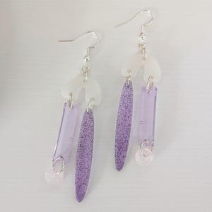 Handmade Lavender Resin Dangle Earrings: Pastel Statement Jewelry