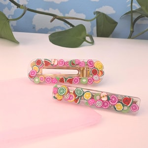 Colorful Fruit Resin Hair Barrettes - Handmade Hair Clips - Bright Hair Accessories - Birthday Gift - Summer Hair Clips - Cute Hair Barrette