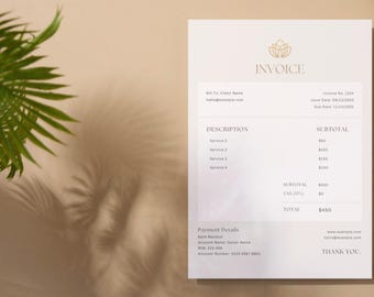 Plantilla de factura minimalista / Factura comercial para pequeñas empresas, autónomos, servicios / Plantilla para pequeñas empresas / Plantilla editable