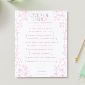 Bridal Shower Games Floral Pink 5 Pack of Bridal Shower Games PDF Digital Download