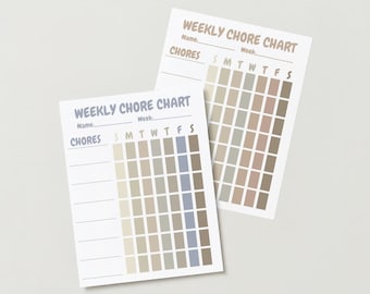 Printable Weekly Chore Chart – Two Color Variations! | Instant Download