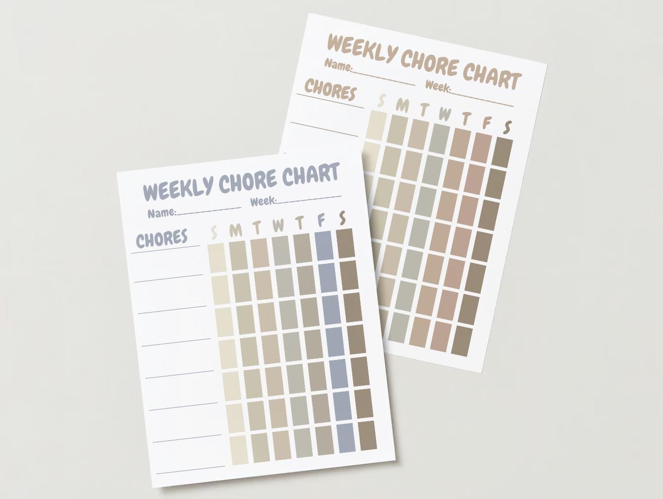 Printable Weekly Chore Chart – Two Color Variations! | Instant Download ...
