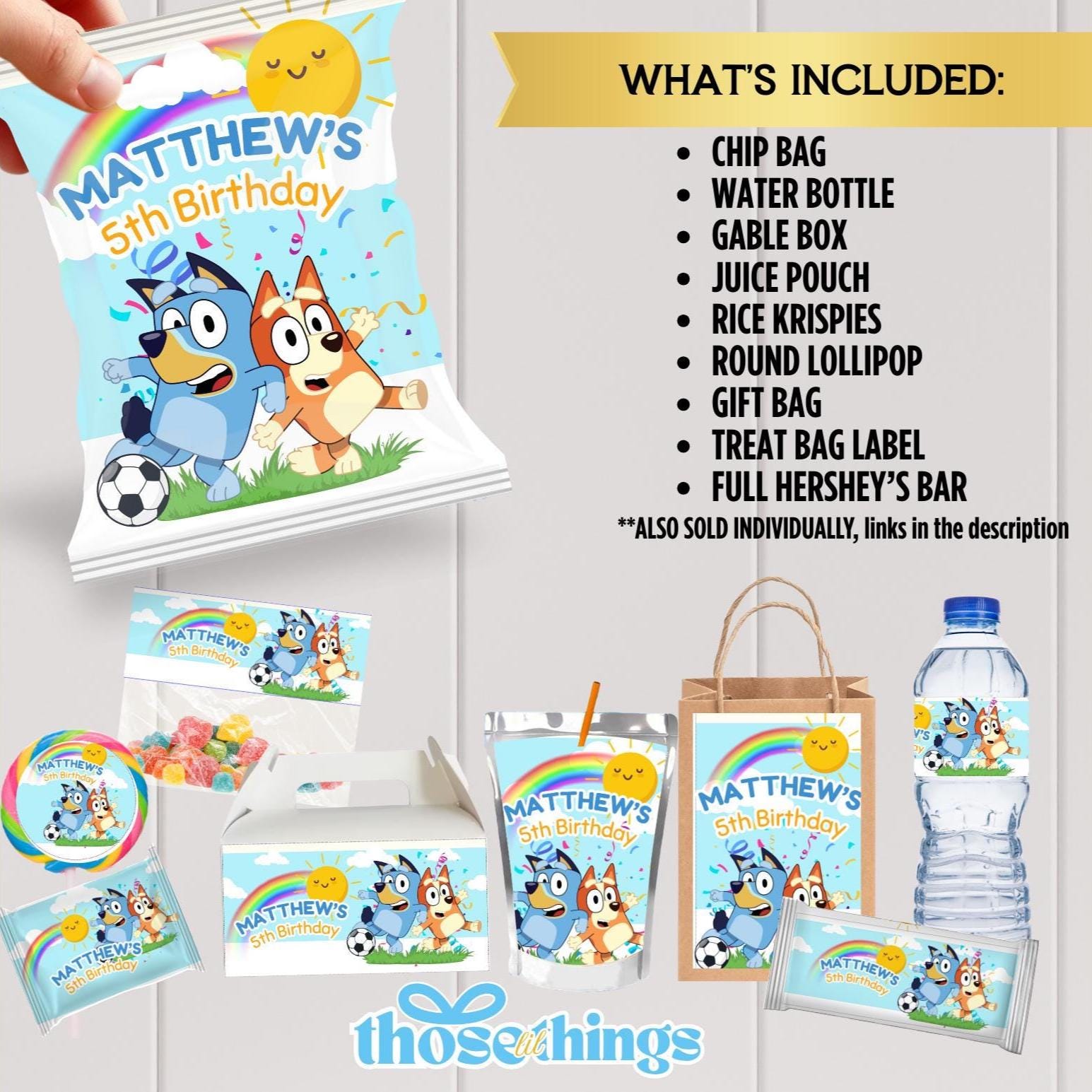 Bluey Party Chip Bag & Labels