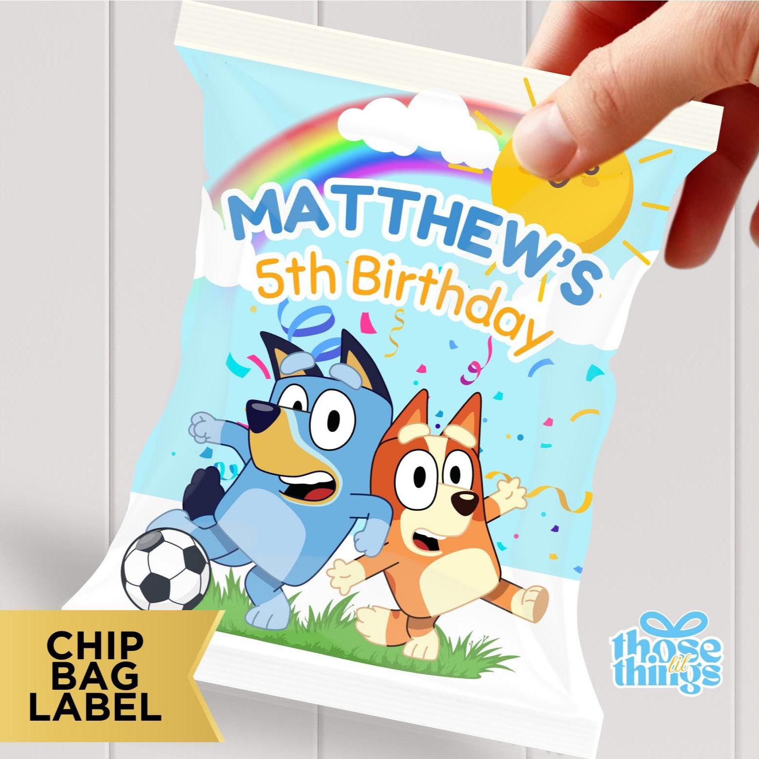 Bluey Party Chip Bag & Labels