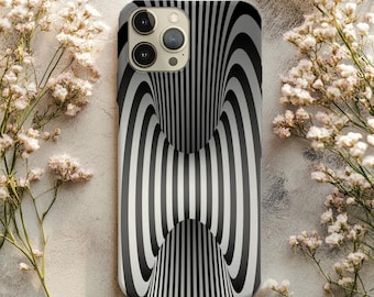 Coque de téléphone tunnel noir et blanc Op Art | Coque Trippy Geometric Illusion pour Samsung et iPhone
