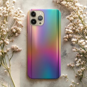 Holographic Gradient Phone Case – Iridescent Pastel Chrome Vibe for iPhone & Samsung | Bold Rainbow Glow Mobile Cover