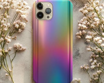 Holographic Gradient Phone Case – Iridescent Pastel Chrome Vibe for iPhone & Samsung | Bold Rainbow Glow Mobile Cover