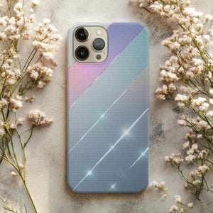 Holographic Pastel Spark Phone Case – Iridescent Chrome Foil Aesthetic, Minimalist Shimmer Art, Glitter Grid Design for iPhone & Samsung