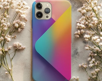 Pastel Neon Rainbow Geometric Phone Case Print – Color Block Gradient Cover for Samsung & iPhone