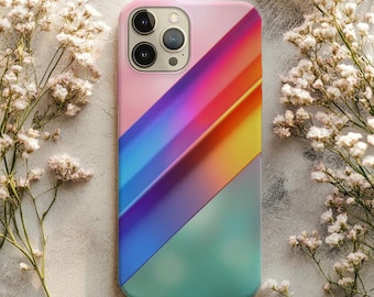 Neon Prism Gradient Phone Case Print – Rainbow Diagonal Abstract Cover for Samsung & iPhone, Colorful Pastel Modern Art Design