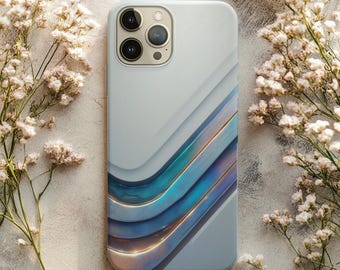 Brushed Metal Phone Case – Iridescent Gradient Steel Design | Sleek Abstract Metallic Texture | Futuristic Minimalist Aesthetic, Tough Case