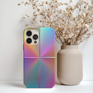 Holographic Prism Gradient Phone Case – Iridescent Pastel Abstract Art Cover, Rainbow Metallic Look, Aesthetic Tech Accessory image 4