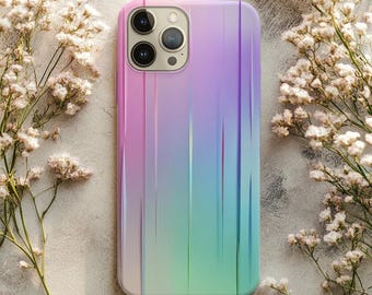 Funda para teléfono con degradado de arcoíris pastel: diseño iridiscente y degradado para Samsung y iPhone, con degradado de color suave y minimalista, un regalo ideal.