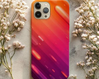 Telefoonhoesje neon Meteor Gradient Print – Oranjeroze magenta strepen | Abstracte stoere hoes voor Samsung en iPhone
