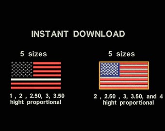 American Flag Embroidery Design – Bundle USA flag | 10 sizes dst pes