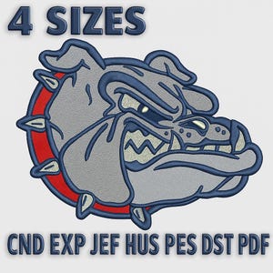 Bulldog Mascot Face embroidery design - Machine Embroidery Design - DST, PES, VP3 & More - Instant Download- 4sizes