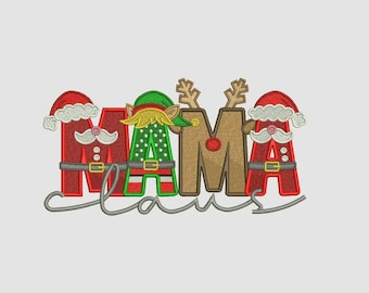 Christmas MAMA Claus Embroidery Design | 3 Sizes | Digital File