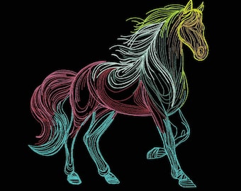 Realistic Horse Embroidery Design, Equestrian Machine Embroidery File, 8x8 Inch, Instant Download