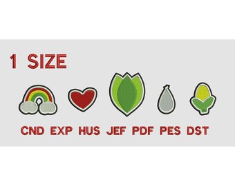 Rainbow Heart Leaf Corn Embroidery Design | Digital File for Machine Embroidery | Instant Download