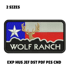 Hunting Flag Wolf Ranch Machine Embroidery Design - 2 Sizes, American Flag Embroidery Pattern, Deer Head , USA Flag Design