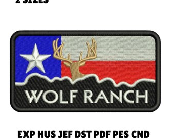 Wolf Ranch Deer Head USA Flag Embroidery Design (Digital Download)