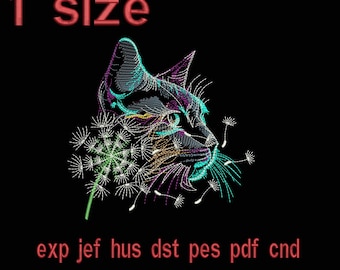 Cat Face Machine Embroidery Design, Animal Lover Gift (Digital Download)