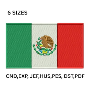 Diseños de bordado a máquina de la bandera de México / Patrones de bordado de la bandera de México / Archivos de bordado de la bandera mexicana / Archivos de bordado de la bandera nacional
