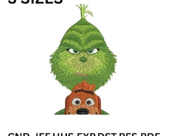 Grinch Embroidery Design | Christmas Digital File | Machine Embroidery Pattern