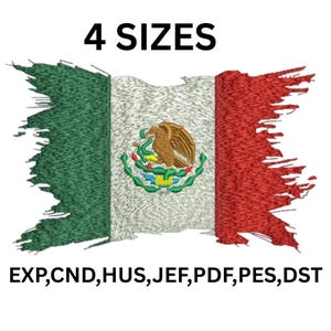 Diseños de bordado a máquina de la bandera de México / Patrones de bordado de la bandera de México / Archivos de bordado de la bandera mexicana / Archivos de bordado de la bandera nacional
