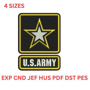 US Army Embroidery Design – Military Star Patch – 4 Sizes – Machine Embroidery File – dst pes jef hus exp cnd pdf- Instant Download