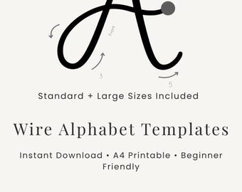 Plantillas de alambre para alfabeto / Patrones de letras I-Cord, letreros con nombres, arte con alambre (imprimibles)