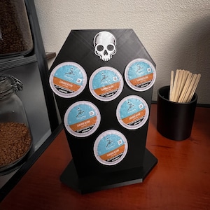 Coffin K-Cup Holder – Skull Coffee Pod Storage Gift for Halloween Decor