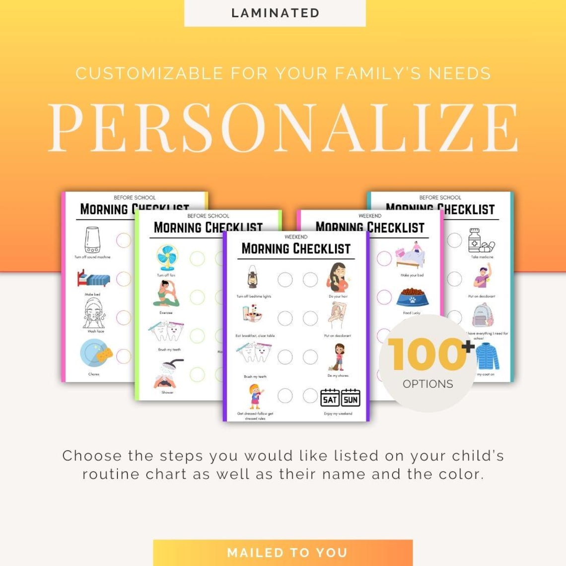 Young Ppl Daily Routine Personalized Tween/teen Morning Routine Chart | Custom Daily Checklist ...