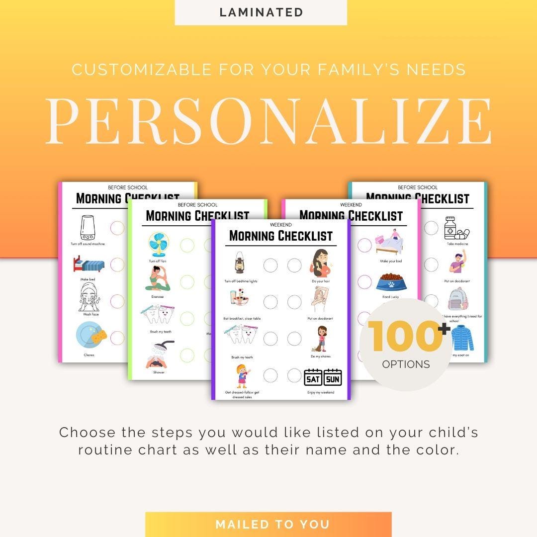 Tween Morning Routine Cold Personalized Tween/teen Morning Routine Chart | Custom Daily Checklist ...