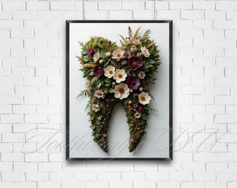 Lámina dental floral: Decoración dental botánica en verde salvia (descarga digital)