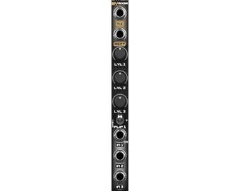 Synergy: Mezclador/rectificador de 3 canales, mezclador CV de 2HP, mezclador de audio, módulo euorack, sintetizador, mezcla de sintetizador, MEGA Modular Corporation