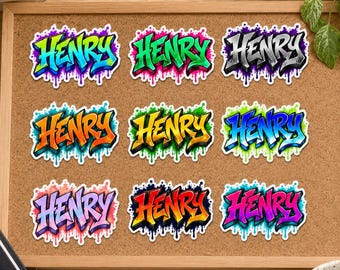 Pegatinas personalizadas con nombres estilo graffiti, calcomanías de vinilo personalizadas de arte callejero, pegatinas personalizadas con nombres para portátiles y botellas de agua.