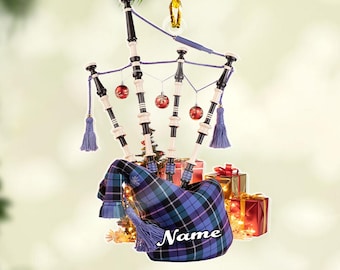Personalized Bagpipe Ornament: Custom Acrylic Scottish Christmas Decor, 2D Flat Ornament, Not 3D