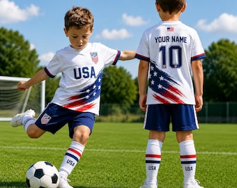 Personalized USA Kid Soccer Jersey, USA Soccer Jersey, Custom Name Number USA Jersey Adult Youth, Soccer Fan Gift