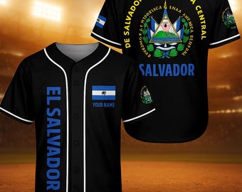 Personalized El Salvador Baseball Jersey – Custom Salvadoran Flag Shirt for Men – El Salvador Pride Gift – Sports Jersey for Him