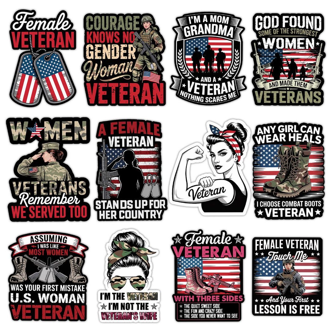 Wounded Veteran Sticker 12pcs Veteran Sticker Pack, Military Veteran Stickers, Patriotic ...
