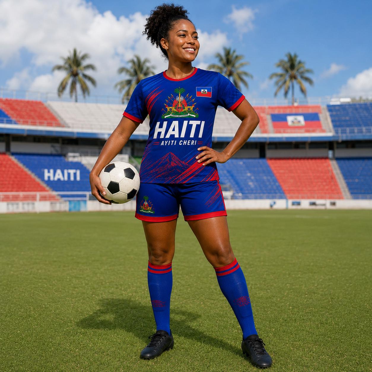 Personalized Haiti Kids Soccer Jersey Set, Custom Name Number
