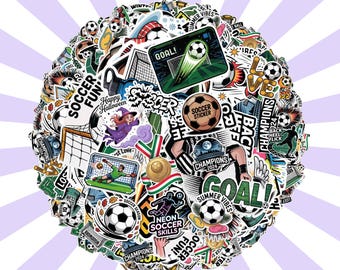 Set 60pcs Soccer Vinyl Sticker Pack, Soccer Sticker, Sticker Set for Soccer, Waterproof Sticker for Laptop, Bottles, Car