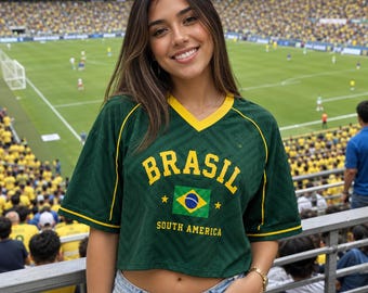 Custom Brazil Soccer Jersey Shirt, Personalized Name Number Brazilian Soccer Team Jersey, Brazil Flag Football Jerseys, Shirt Women Gift