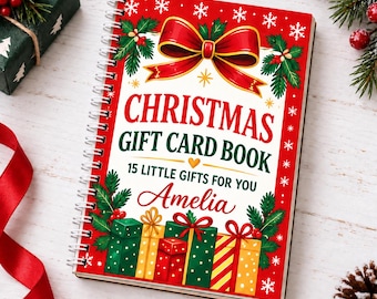 Christmas Gift Card Book, Spiral Bound Holiday Gift Book, 15 Gift Card Holder Pages, Holiday Gift for Family, Xmas 2026 Gift
