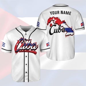 Personalized Cuba Baseball Jersey – Custom Name Cuban Flag Shirt with Map Design for Men & Women, Heritage Gift, Podagree Fanwear