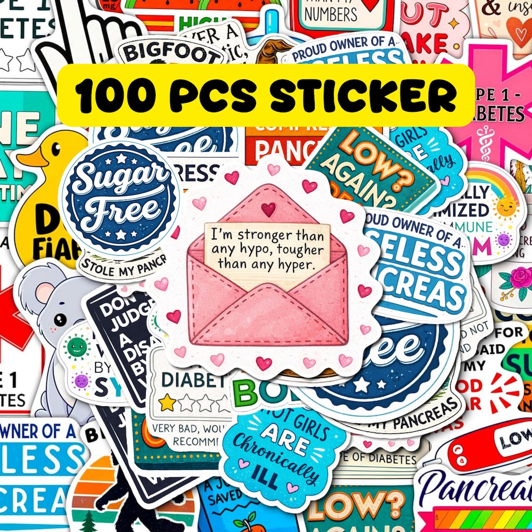 100pcs Diabetes Sticker Pack, Diabetes Gifts for Diabetics, Diabetic ...