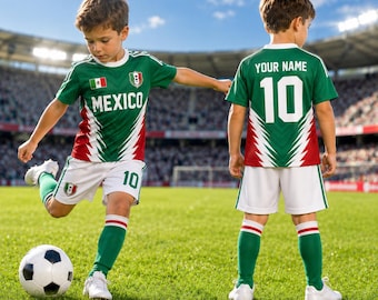 Custom Mexico Kid Soccer Jersey, Personalized Name & Number Mexico Soccer Jersey For Men Women Youth Kid, Football Fan Shirt 2026