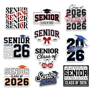 10 Pcs Class of 2026 Senior Stickers Set | Graduation Stickers | Senior 2026 Vinyl Decals | Pack of 10 | Senior Year Gifts